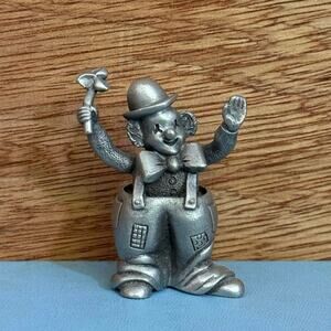 Vintage 1986 Pewter Clown Figurine – Signed Spoon – 2” Miniature